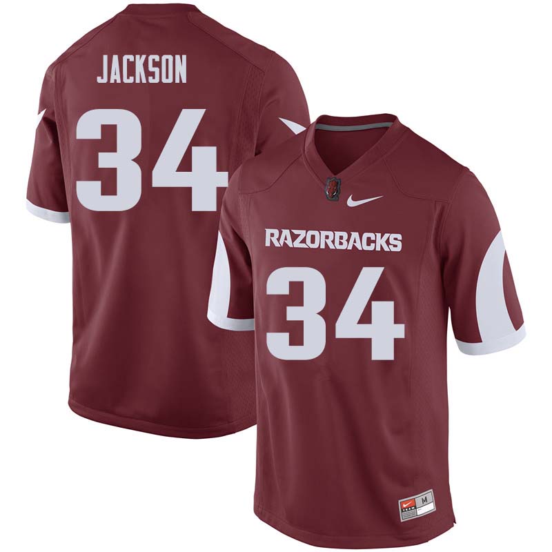 Men #34 Kendrick Jackson Arkansas Razorback College Football Jerseys Sale-Cardinal